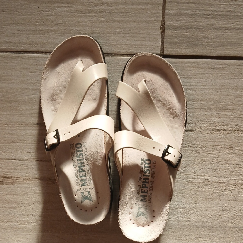 Mephisto Beige Cross-Strap Sandals